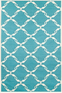 Blue moroccan hand woven dhurrie wool hand-woven rug for bedroom