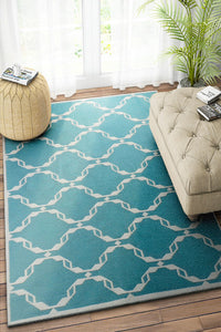BLUE MOROCCAN HAND WOVEN DHURRIE by Imperial Knots - Image 2