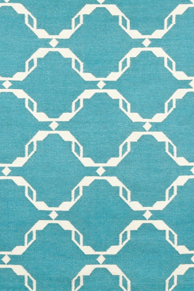 BLUE MOROCCAN HAND WOVEN DHURRIE