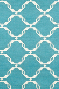 BLUE MOROCCAN HAND WOVEN DHURRIE by Imperial Knots - Image 3