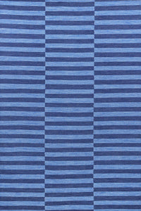 Blue stripes hand woven dhurrie wool hand-woven rug for bedroom