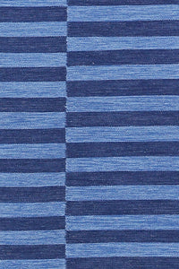 BLUE STRIPES HAND WOVEN DHURRIE by Imperial Knots - Image 3