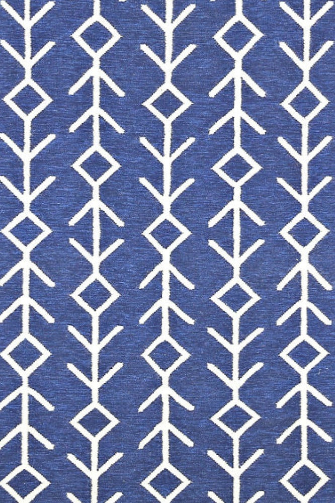 BLUE AND WHITE BESPOKE HAND WOVEN DHURRIE