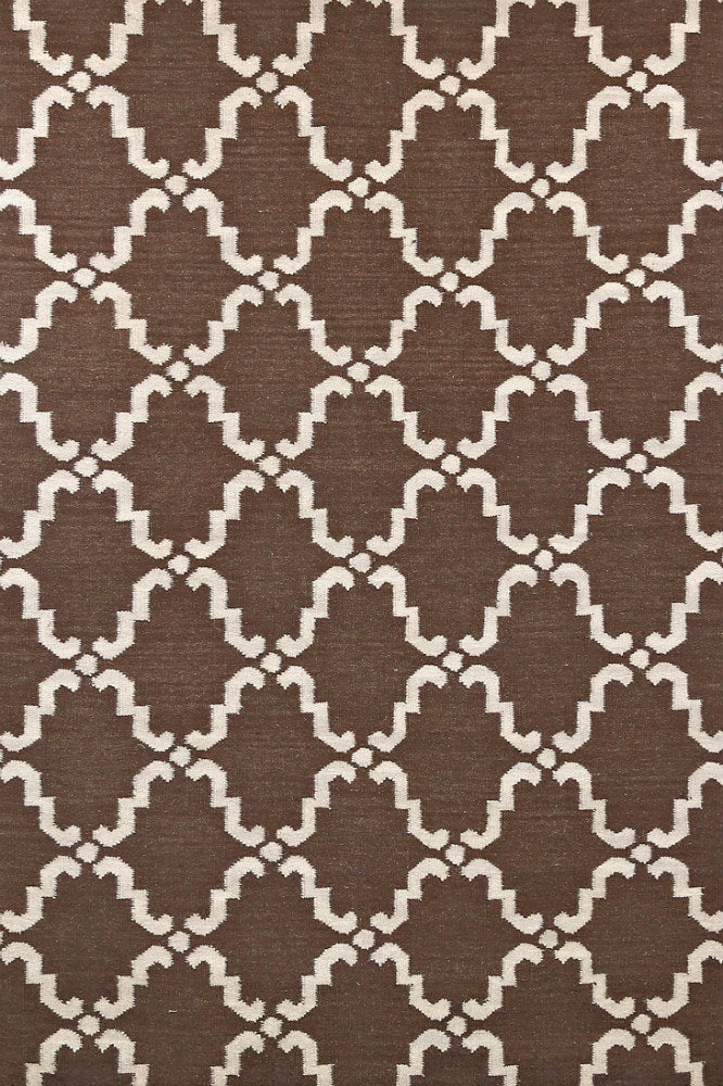 BROWN AND IVORY MOROCCAN HAND WOVEN DHURRIE