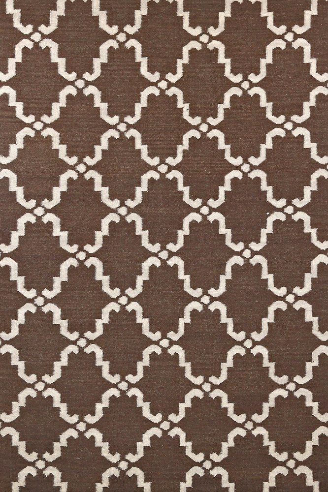 BROWN AND IVORY MOROCCAN HAND WOVEN DHURRIE