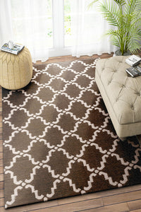 BROWN AND IVORY MOROCCAN HAND WOVEN DHURRIE by Imperial Knots - Image 2