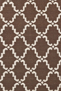 BROWN AND IVORY MOROCCAN HAND WOVEN DHURRIE by Imperial Knots - Image 3