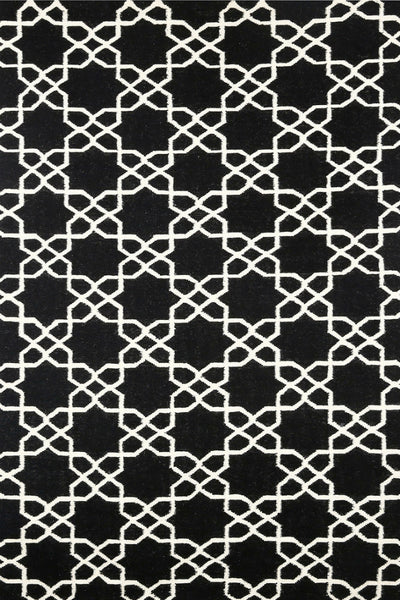 BLACK AND WHITE TRELLIS HAND WOVEN DHURRIE