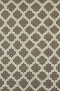 BROWN AND IVORY MOROCCAN HAND WOVEN DHURRIE by Imperial Knots - Image 1