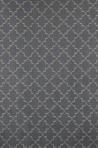 CHARCOAL GEOMETRIC HAND WOVEN DHURRIE by Imperial Knots - Image 1