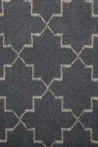 CHARCOAL GEOMETRIC HAND WOVEN DHURRIE by Imperial Knots - Image 3