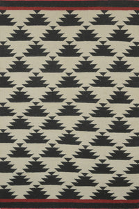 BLACK IVORY AZTEC HAND WOVEN KILIM DHURRIE by Imperial Knots - Image 1