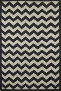 BLACK IVORY CHEVRON HAND WOVEN DHURRIE by Imperial Knots - Image 1
