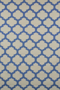 BLUE AND IVORY MOROCCAN HAND WOVEN DHURRIE by Imperial Knots - Image 1