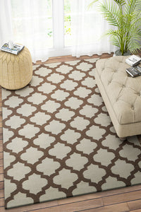 BROWN AND BEIGE MOROCCAN HAND WOVEN DHURRIE by Imperial Knots - Image 2