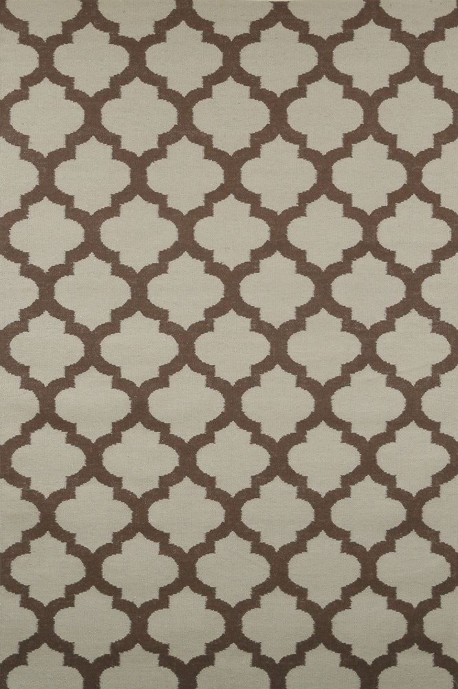 BROWN AND BEIGE MOROCCAN HAND WOVEN DHURRIE