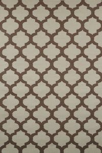 Brown and beige moroccan hand woven dhurrie wool hand-woven rug for bedroom