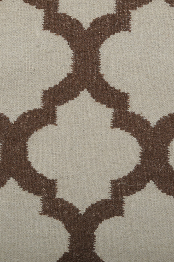 BROWN AND BEIGE MOROCCAN HAND WOVEN DHURRIE