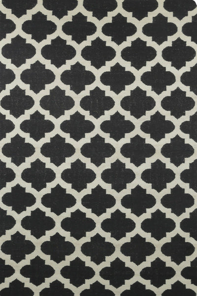 BLACK AND WHITE MOROCCAN HAND WOVEN DHURRIE