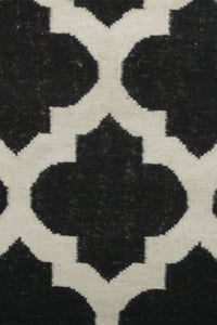 BLACK AND WHITE MOROCCAN HAND WOVEN DHURRIE by Imperial Knots - Image 3