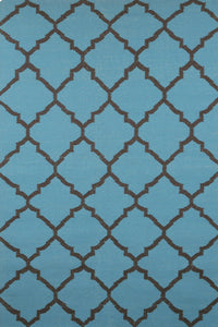 BLUE AND BLACK MOROCCAN HAND WOVEN DHURRIE by Imperial Knots - Image 1