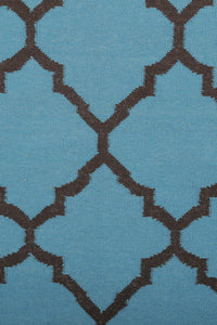 BLUE AND BLACK MOROCCAN HAND WOVEN DHURRIE by Imperial Knots - Image 3