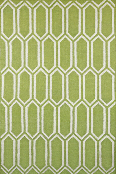 GREEN IVORY HONEYCOMB HAND WOVEN DHURRIE