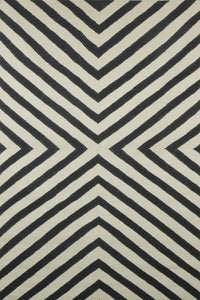 BLACK AND WHITE ZIG ZAG HAND WOVEN DHURRIE by Imperial Knots - Image 1