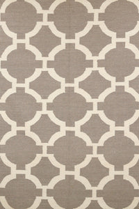 Grey links hand woven dhurrie wool hand-woven rug for bedroom