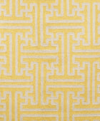 YELLOW AND IVORY GREEK KEY HAND WOVEN DHURRIE