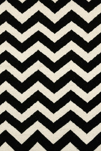 BLACK AND WHITE CHEVRON HAND WOVEN DHURRIE by Imperial Knots - Image 3