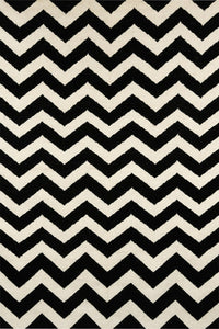 BLACK AND WHITE CHEVRON HAND WOVEN DHURRIE by Imperial Knots - Image 1
