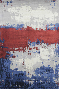 MULTICOLOR ABSTRACT HAND KNOTTED CARPET by Imperial Knots - Image 1