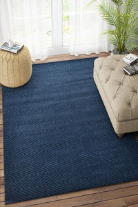 NAVY BLUE SOLID HAND KNOTTED CARPET by Imperial Knots - Image 2