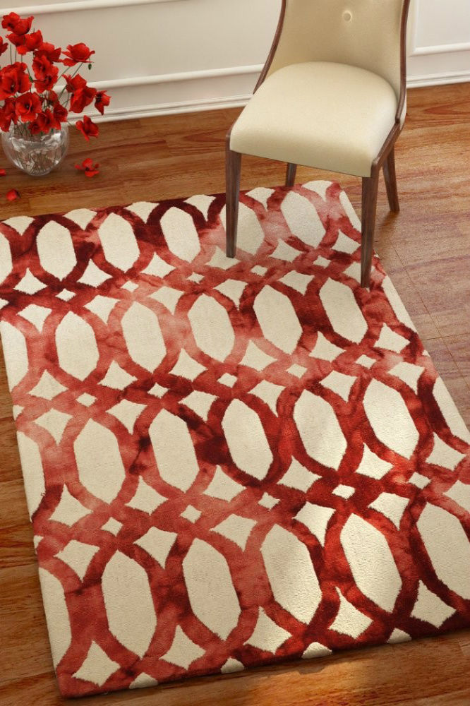 RED DIP DYED LOOPS HAND TUFTED CARPET