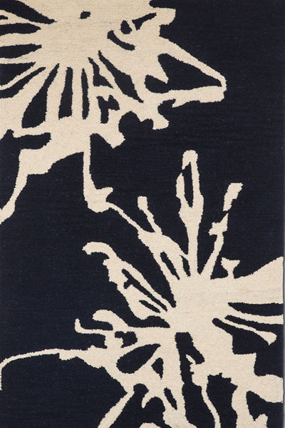 BLACK AND WHITE ABSTRACT HAND TUFTED CARPET