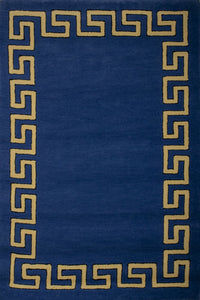 BLUE GREEK KEY HAND TUFTED CARPET by Imperial Knots - Image 1