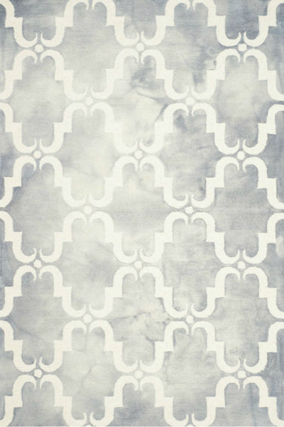 GREY TRELLIS DIP DYED QUATREFOIL HAND TUFTED CARPET