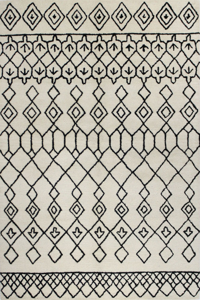 BLACK IVORY TRIBAL HAND TUFTED CARPET