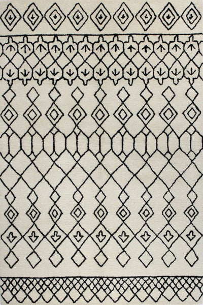 BLACK IVORY TRIBAL HAND TUFTED CARPET