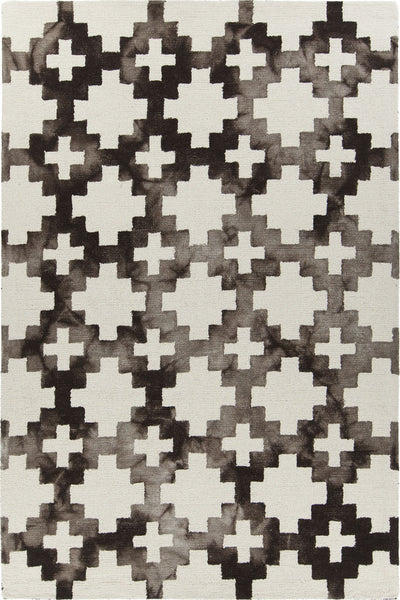 BROWN AND IVORY GEOMETRIC HAND TUFTED CARPET