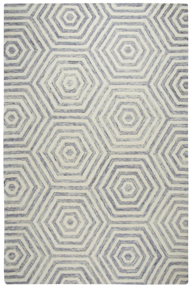 GREY AND IVORY GEOMETRIC HAND TUFTED CARPET