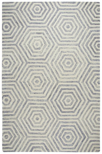 GREY AND IVORY GEOMETRIC HAND TUFTED CARPET