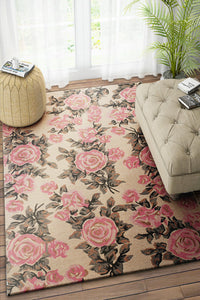 PINK FLORAL HAND TUFTED CARPET by Imperial Knots - Image 2