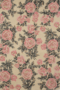 PINK FLORAL HAND TUFTED CARPET by Imperial Knots - Image 1