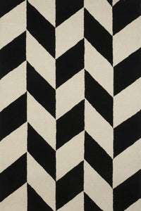 BLACK AND WHITE HERRINGBONE HAND TUFTED CARPET by Imperial Knots - Image 1
