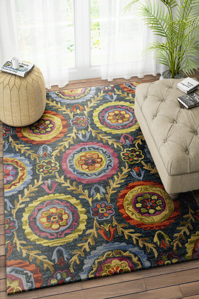 MULTICOLOR SUZANI HAND TUFTED CARPET by Imperial Knots - Image 2