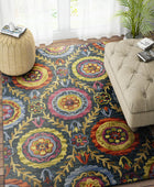 MULTICOLOR SUZANI HAND TUFTED CARPET by Imperial Knots - Image 2