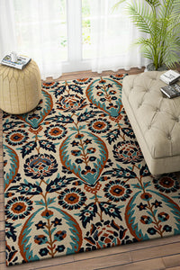 BLUE DAMASK HAND TUFTED CARPET by Imperial Knots - Image 2