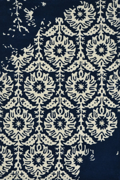 BLUE IVORY FLORAL HAND TUFTED RUG